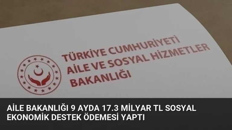 Aile Bakanlığı 9 Ayda 17.3 Milyar TL Sosyal Ekonomik Destek Ödemesi Yaptı